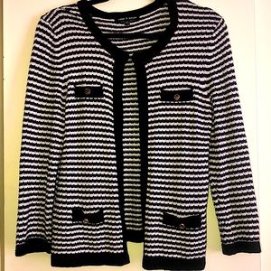 Black & White Cardigan with Gold Buttons